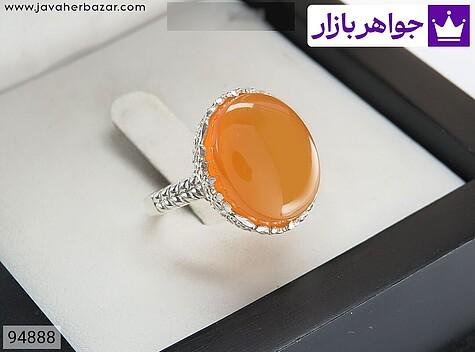 انگشتر نقره عقیق یمنی نارنجی زنانه [شرف الشمس] - 94888